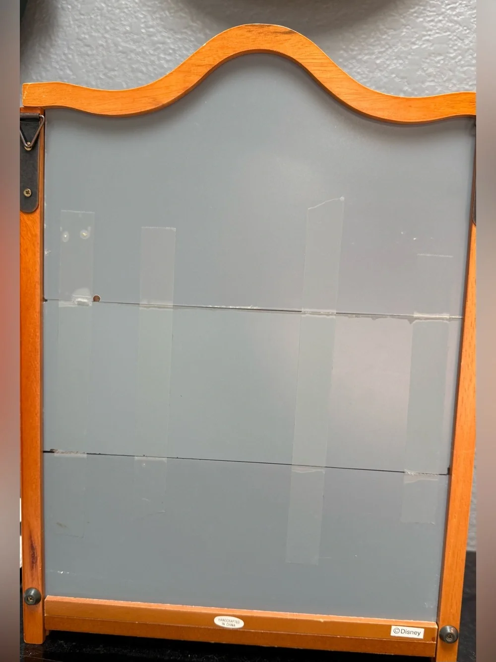 Vintage Disney Wood Mirror Shelf with Film-Strip Mickey Accent